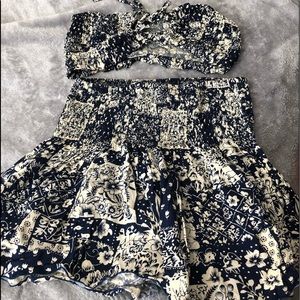 Two piece bra top and skirt